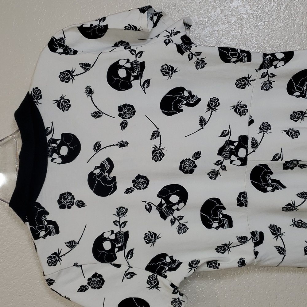 Midnight Hour Hot Topic Skull & Roses Collared Dress Large Junior Size Spooky - Picture 6 of 7